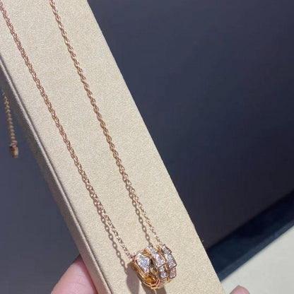 [Super]SERPENTI PINK GOLD NECKLACE DOUBLE RING DIAMOND