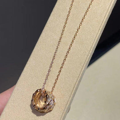 [Super]SERPENTI PINK GOLD NECKLACE DOUBLE RING DIAMOND