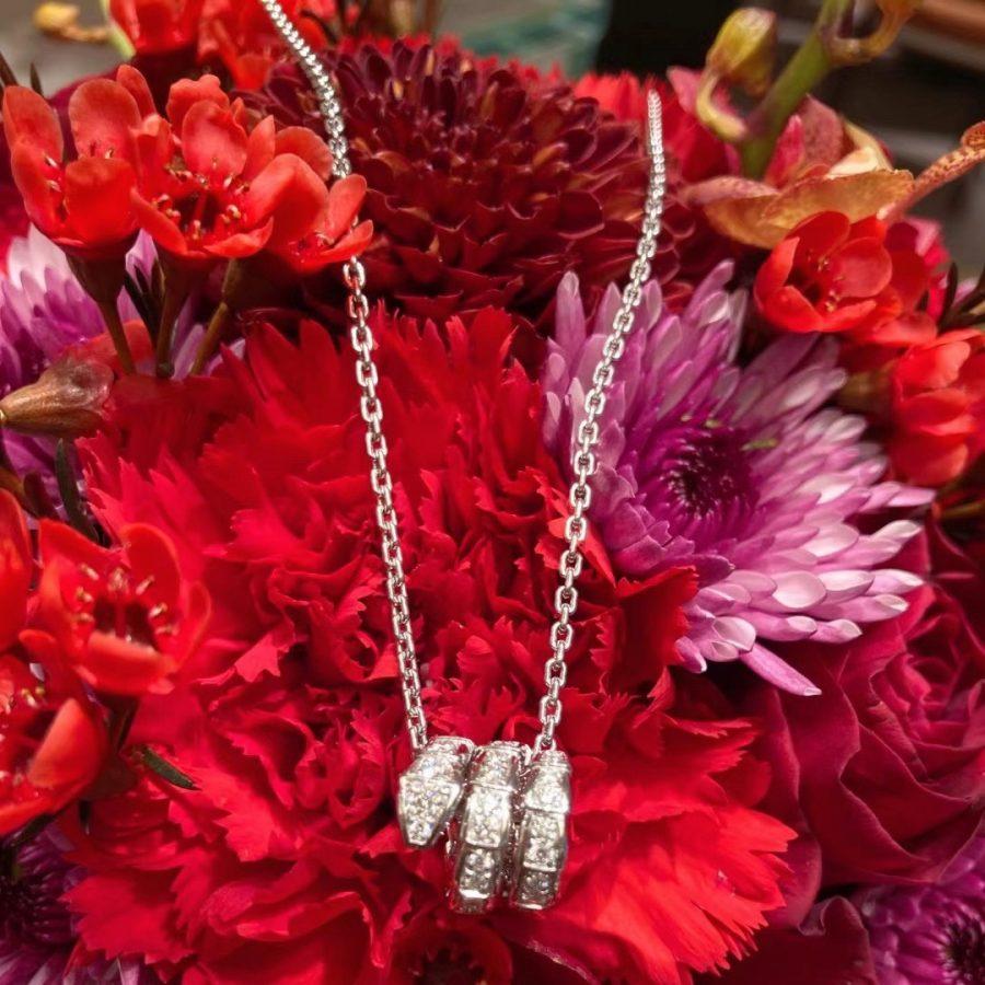 [Super]SERPENTI  NECKLACE DOUBLE RING DIAMOND