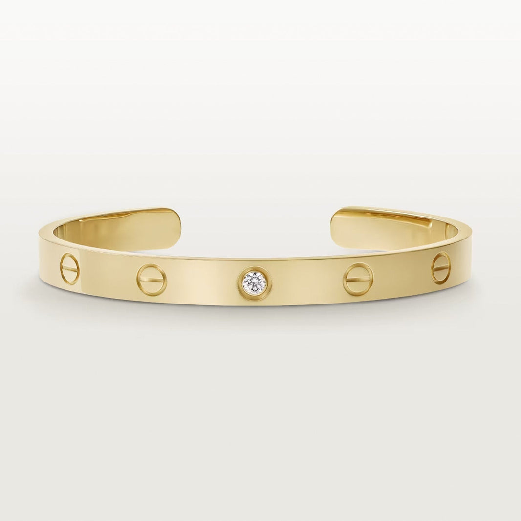 [Super Jewellery]LOVE BRACELET 6.1MM 1 DIAMOND OPEN CUFF