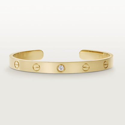 [Super Jewellery]LOVE BRACELET 6.1MM 1 DIAMOND OPEN CUFF