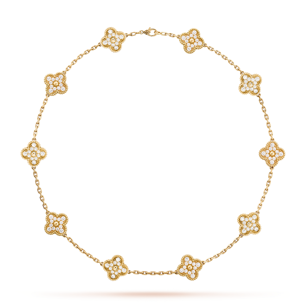 [Super Jewellery]CLOVER 10 MOTIFS DIAMOND NECKLACE