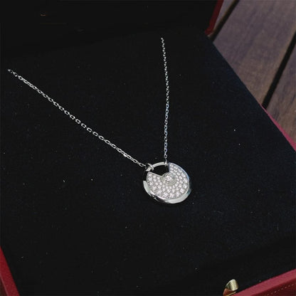 [Super Jewellery]AMULETTE SILVER FULL DIAMOND NECKLACE