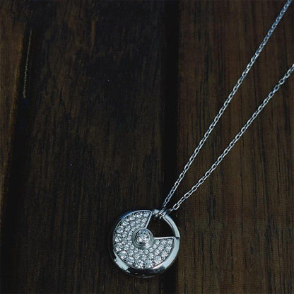 [Super Jewellery]AMULETTE SILVER FULL DIAMOND NECKLACE