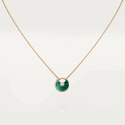 [Super Jewellery]AMULETTE ROSE GOLD MALACHITE NECKLACE