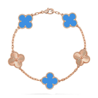 [Super Jewellery] CLOVER 5 MOTIF BLUE AGATE BRACELET COLLECTION