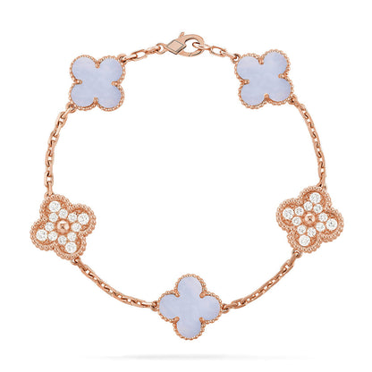 [Super Jewellery] CLOVER 5 MOTIF PURPLE CHALCEDONY BRACELET COLLECTION