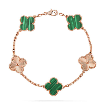 [Super Jewellery] CLOVER 5 MOTIF MALACHITE BRACELET COLLECTION