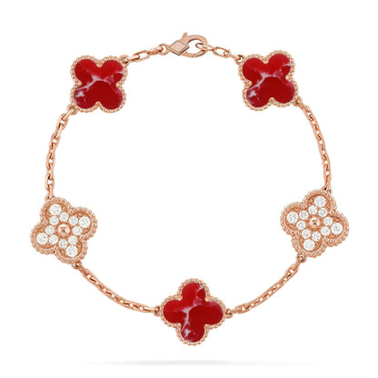 [Super Jewellery]CLOVER 5 MOTIF RED PATTERN BRACELET COLLECTION