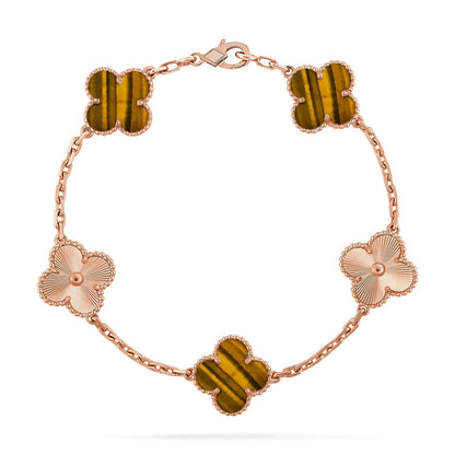 [Super Jewellery] CLOVER 5 MOTIFS TIGER EYE BRACELET COLLECTION