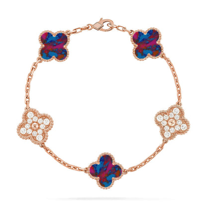 [Super Jewellery]CLOVER 5 MOTIF COLOR GEMSTONES BRACELET COLLECTION