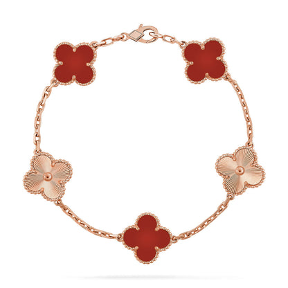 [Super Jewellery] CLOVER 5 MOTIF RED CORNELIAN BRACELET COLLECTION