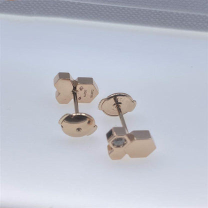 [Super Jewellery]BEE LOVE PINK GOLD DIAMOND EARRINGS