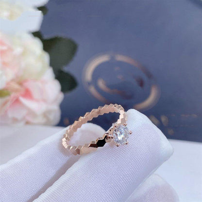 [Super Jewellery]BEE LOVE RING PINK GOLD 1 DIAMOND