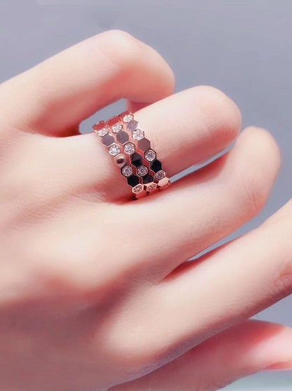 [Super Jewellery]BEE LOVE RING PINK GOLD DIAMOND