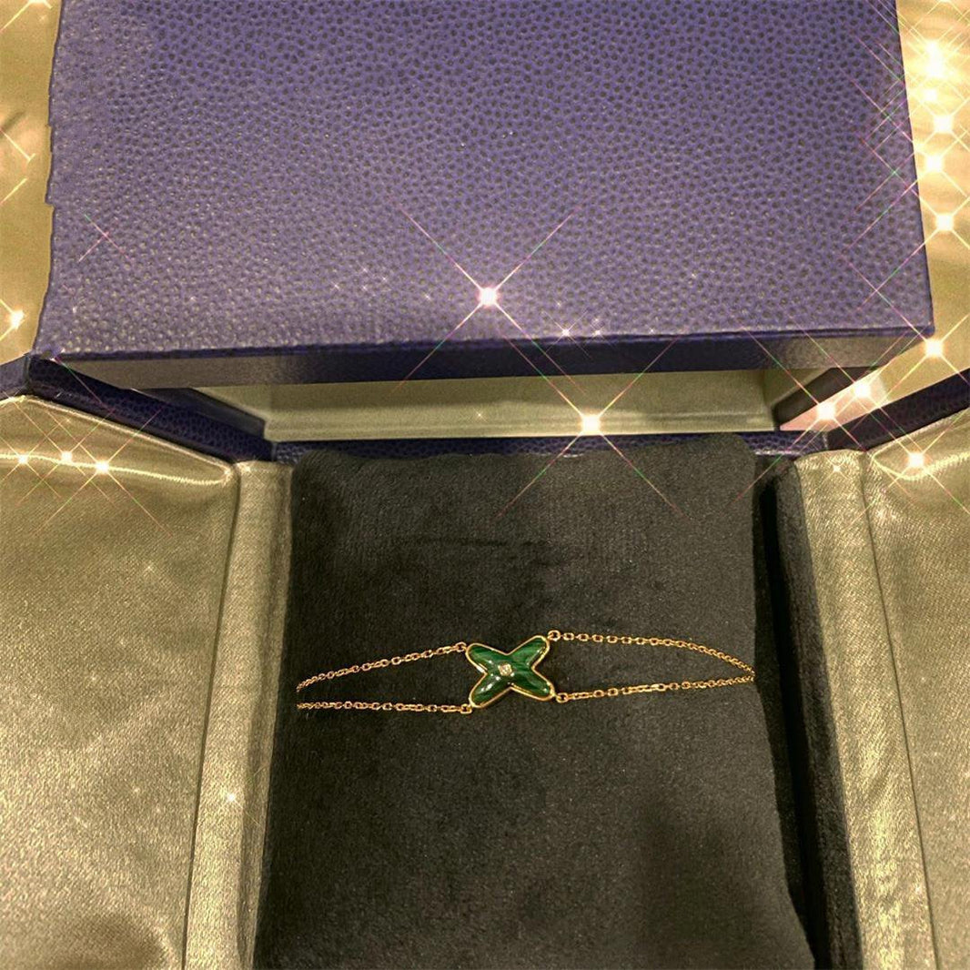 [Super Jewellery]JEUX BRACELET MALACHITE PINK GOLD 1 DIAMOND