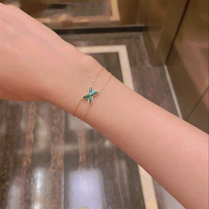 [Super Jewellery]JEUX BRACELET MALACHITE PINK GOLD 1 DIAMOND