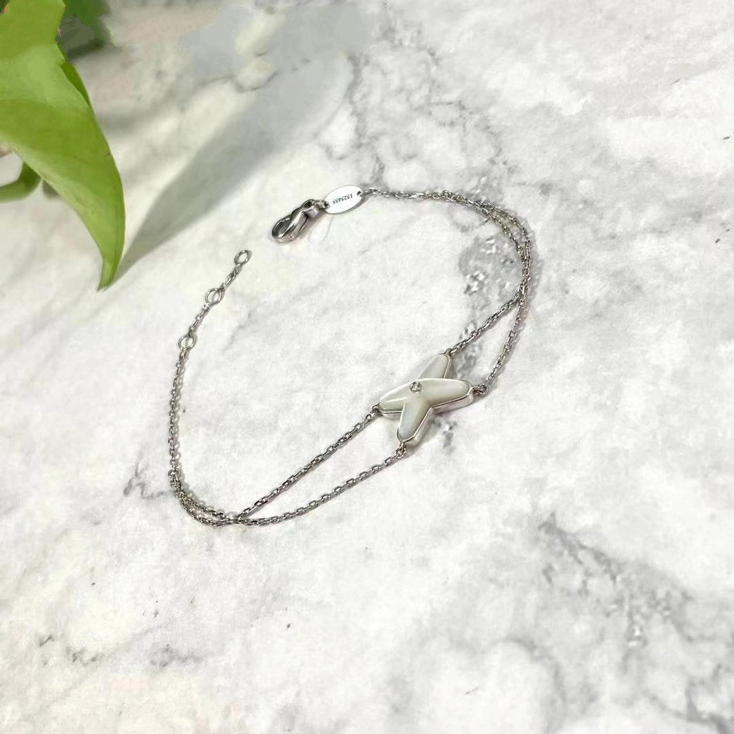 [Super Jewellery]JEUX BRACELET WHITE MOP SILVER 1 DIAMOND