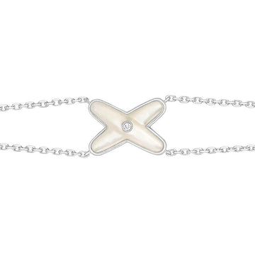 [Super CiCi ]JEUX-ARMBAND WEISSE PERLMUTT SILBER 1 DIAMANT