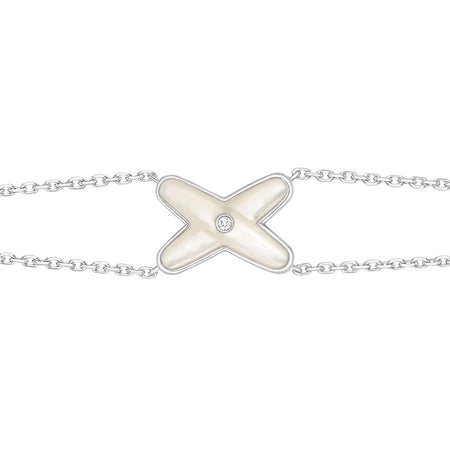 [Super Jewellery]JEUX BRACELET WHITE MOP SILVER 1 DIAMOND