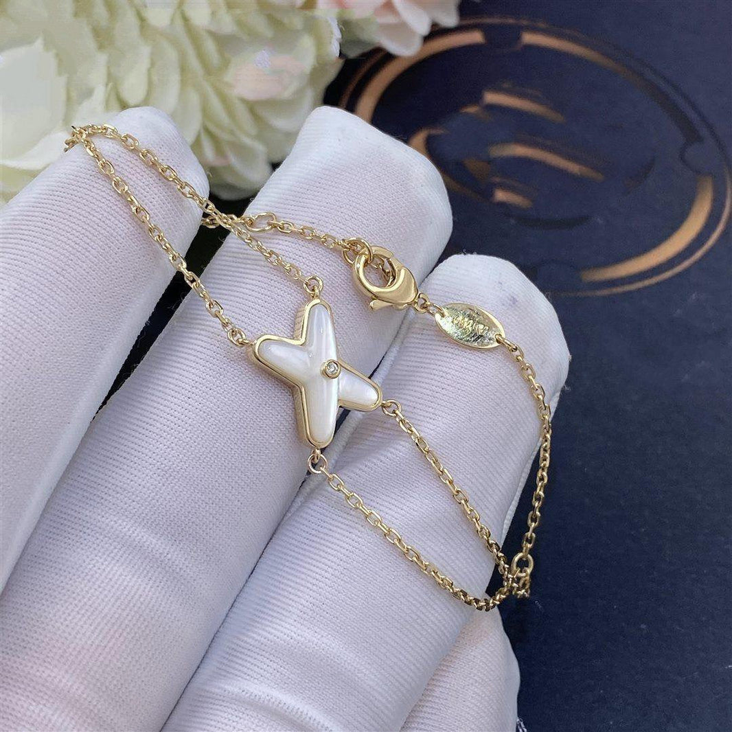 [Super Jewellery]JEUX BRACELET WHITE MOP GOLD 1 DIAMOND