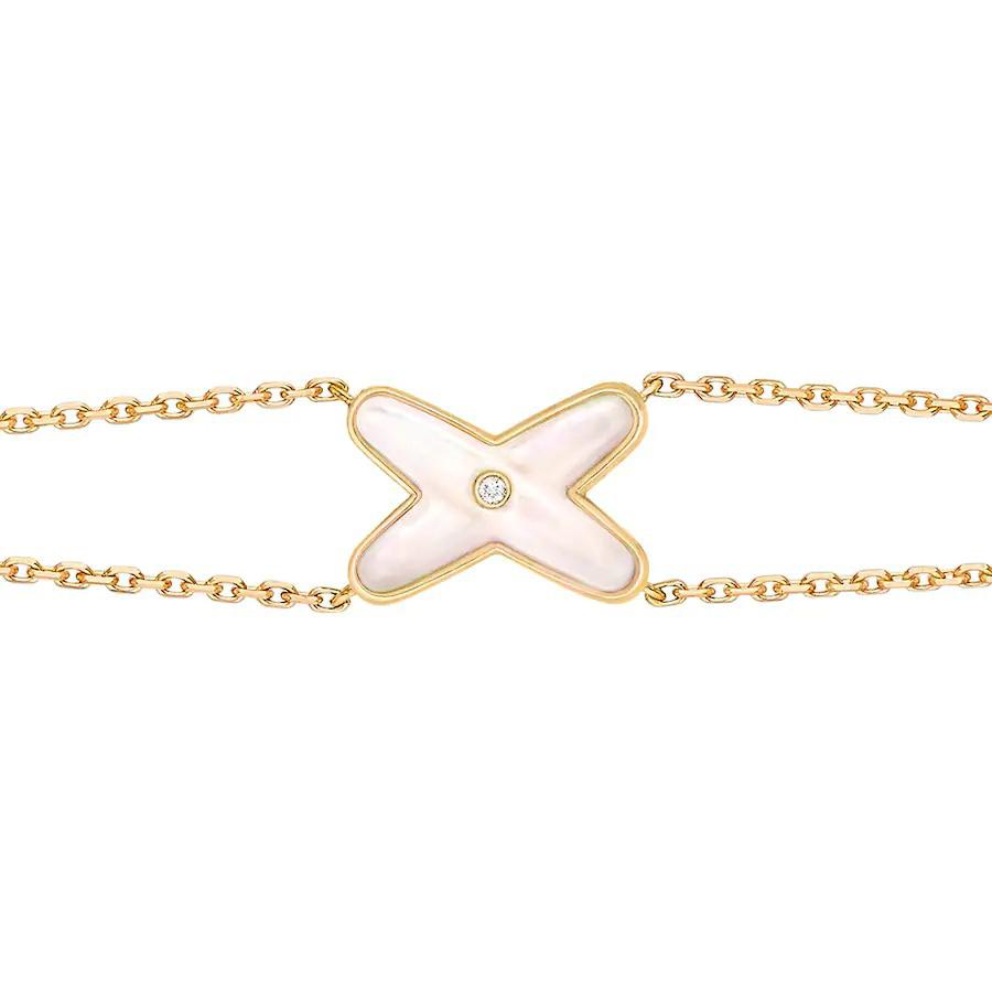 [Super Jewellery]JEUX BRACELET WHITE MOP GOLD 1 DIAMOND