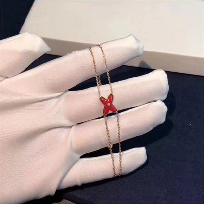 [Super Jewellery]JEUX BRACELET CARNELIAN PINK GOLD 1 DIAMOND
