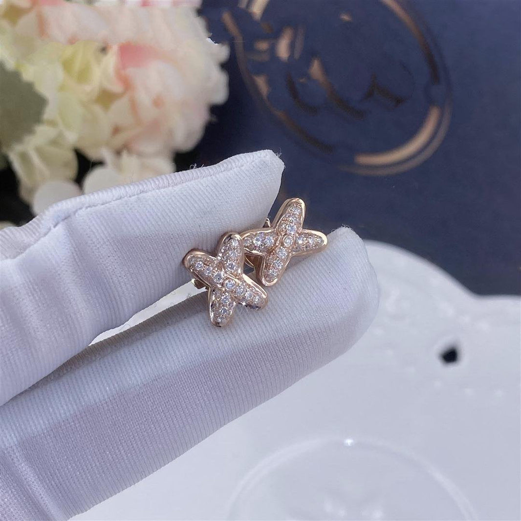[Super Jewellery]JEUX DE PINK GOLD DIAMOND EARRINGS