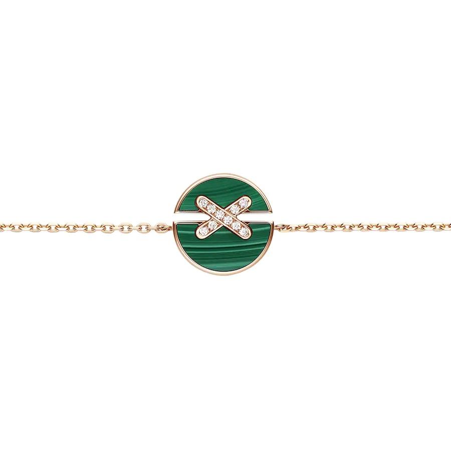 [Super Jewellery]JEUX DE BRACELET MALACHITE PINK GOLD DIAMONDS