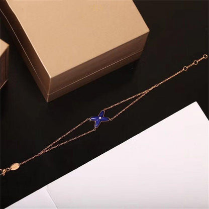 [Super Jewellery]Hollow Design Four-Leaf Clover Flower Shape Bracelet
