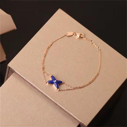 [Super Jewellery]Hollow Design Four-Leaf Clover Flower Shape Bracelet