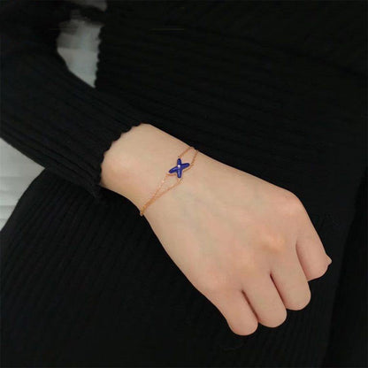 [Super Jewellery]Hollow Design Four-Leaf Clover Flower Shape Bracelet