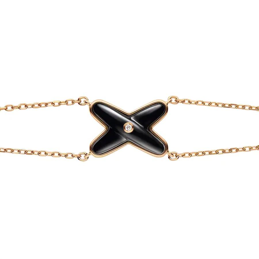 [Super Jewellery]JEUX BRACELET ONYX PINK GOLD 1 DIAMOND