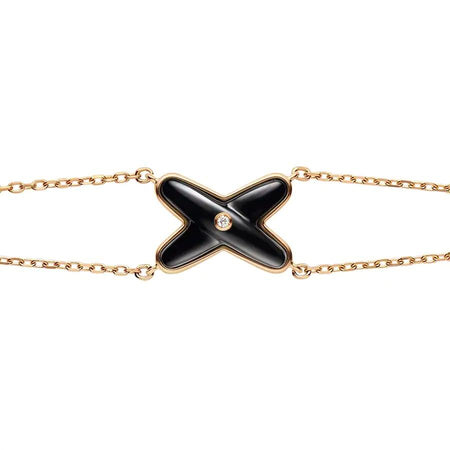 [Super Jewellery]JEUX BRACELET ONYX PINK GOLD 1 DIAMOND