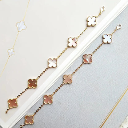 [Super Jewellery] CLOVER 5 MOTIFS  PINK MOP BRACELET COLLECTION