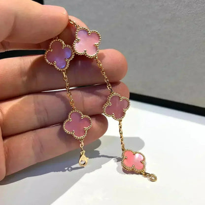 [Super Jewellery] CLOVER 5 MOTIFS  PINK MOP BRACELET COLLECTION