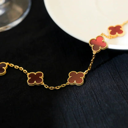 [Super Jewellery] CLOVER 5 MOTIF RED CORNELIAN BRACELET COLLECTION