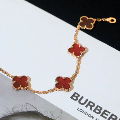 [Super Jewellery] CLOVER 5 MOTIF RED CORNELIAN BRACELET COLLECTION