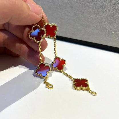 [Super Jewellery] CLOVER 5 MOTIF RED CORNELIAN BRACELET COLLECTION