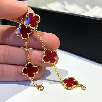 [Super Jewellery] CLOVER 5 MOTIF RED CORNELIAN BRACELET COLLECTION