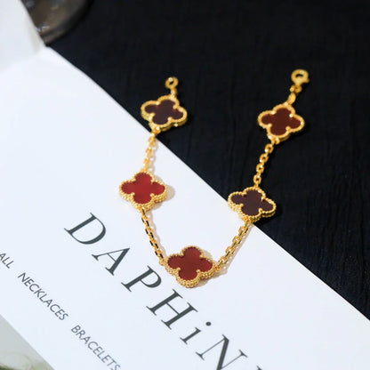 [Super Jewellery] CLOVER 5 MOTIF RED CORNELIAN BRACELET COLLECTION