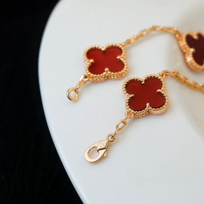 [Super Jewellery] CLOVER 5 MOTIF RED CORNELIAN BRACELET COLLECTION