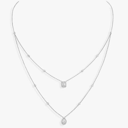[Super Jewellery]Diamond Necklace My Twin 2 Rows