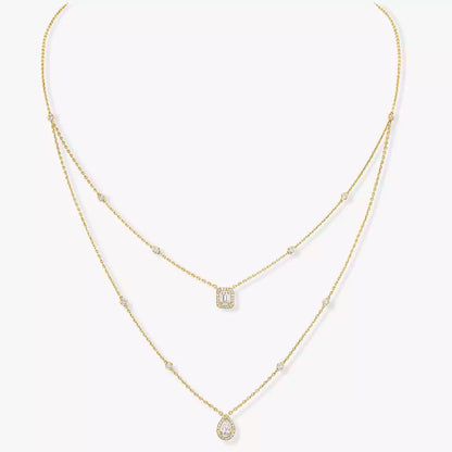 [Super Jewellery]Diamond Necklace My Twin 2 Rows
