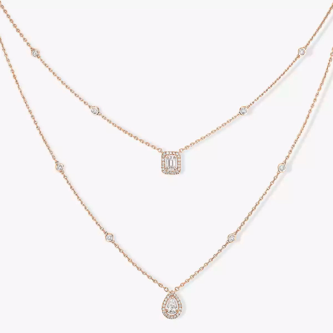 [Super Jewellery]Diamond Necklace My Twin 2 Rows
