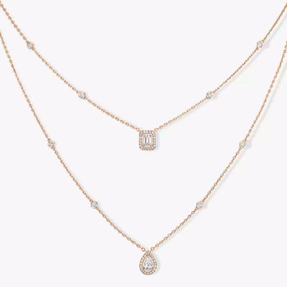 [Super Jewellery]Diamond Necklace My Twin 2 Rows