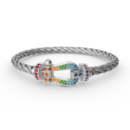 [Super Jewellery]FORC LARGE HORSESHOE  COLORED DIAMOND BRACELET SILVER