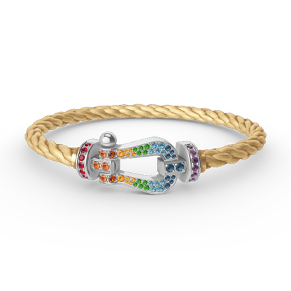 [Super Jewellery]FORC LARGE HORSESHOE  COLORED DIAMOND BRACELET SILVER