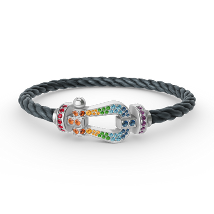 [Super Jewellery]FORC LARGE HORSESHOE  COLORED DIAMOND BRACELET SILVER