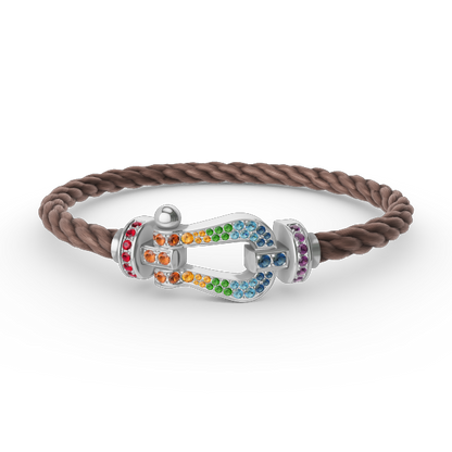 [Super Jewellery]FORC LARGE HORSESHOE  COLORED DIAMOND BRACELET SILVER